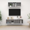 Ensemble de meuble TV 2 pcs Gris béton Bois d'ingénierie 