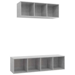 Ensemble de meuble TV 2 pcs Gris béton Bois d'ingénierie 