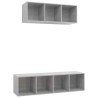 Ensemble de meuble TV 2 pcs Gris béton Bois d'ingénierie 