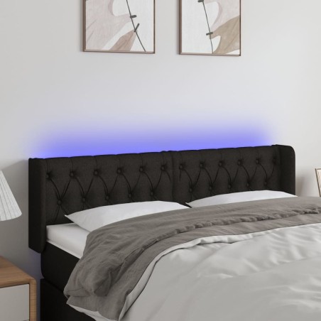 Tête de lit à LED Noir 163x16x78/88 cm Tissu 