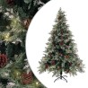 Sapin de Noël pré-éclairé pommes de pin vert blanc 150cm PVC PE 
