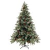 Sapin de Noël pré-éclairé pommes de pin vert blanc 150cm PVC PE 