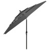 Parasol de jardin à 3 niveaux avec mât en aluminium anthracite 