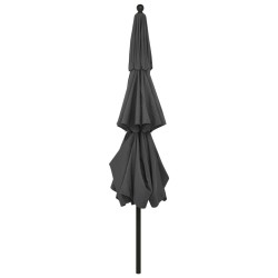 Parasol de jardin à 3 niveaux avec mât en aluminium anthracite 