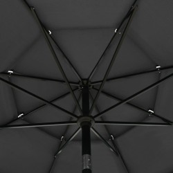 Parasol de jardin à 3 niveaux avec mât en aluminium anthracite 