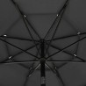 Parasol de jardin à 3 niveaux avec mât en aluminium anthracite 