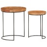 Ensemble de table basse 2 pcs bois d'acacia massif et acier 