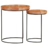Ensemble de table basse 2 pcs bois d'acacia massif et acier 
