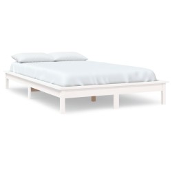 Cadre de lit sans matelas blanc bois massif 