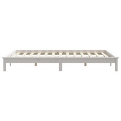 Cadre de lit sans matelas blanc bois massif 