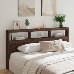 Armoire tête de lit avec LED chêne marron 200x17x102 cm 