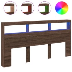 Armoire tête de lit avec LED chêne marron 200x17x102 cm 