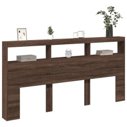 Armoire tête de lit avec LED chêne marron 200x17x102 cm 