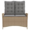 Banc inclinable de jardin avec coussins beige résine tressée 