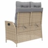 Banc inclinable de jardin avec coussins beige résine tressée 