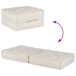 Pouf modulaire crème 70x70x36 tissu 