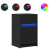 Armoire de chevet avec lumières LED noir bois d'ingénierie 
