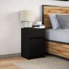 Armoire de chevet avec lumières LED noir bois d'ingénierie 