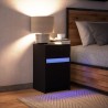 Armoire de chevet avec lumières LED noir bois d'ingénierie 