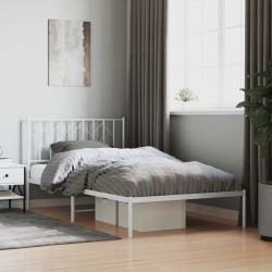 Cadre de lit métal sans matelas et tête de lit blanc 107x203 cm 