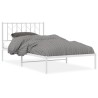 Cadre de lit métal sans matelas et tête de lit blanc 107x203 cm 