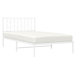 Cadre de lit métal sans matelas et tête de lit blanc 107x203 cm 