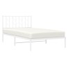 Cadre de lit métal sans matelas et tête de lit blanc 107x203 cm 