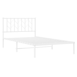 Cadre de lit métal sans matelas et tête de lit blanc 107x203 cm 
