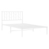 Cadre de lit métal sans matelas et tête de lit blanc 107x203 cm 