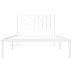Cadre de lit métal sans matelas et tête de lit blanc 107x203 cm 