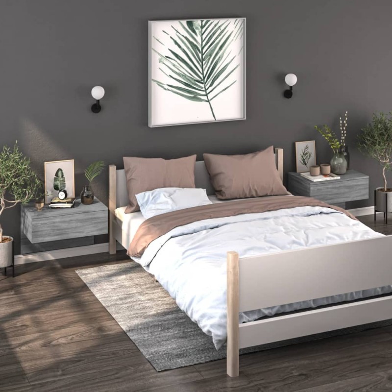Tables de chevet murales 2 pcs Sonoma gris 