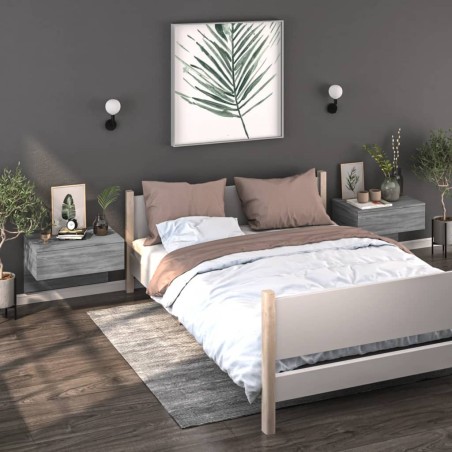 Tables de chevet murales 2 pcs Sonoma gris 