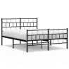 Cadre de lit métal sans matelas avec pied de lit noir 135x190cm 