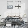 Cadre de lit métal sans matelas avec pied de lit noir 135x190cm 
