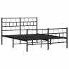 Cadre de lit métal sans matelas avec pied de lit noir 135x190cm 