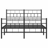Cadre de lit métal sans matelas avec pied de lit noir 135x190cm 
