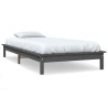 Cadre de lit sans matelas gris bois massif 