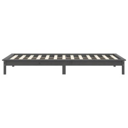 Cadre de lit sans matelas gris bois massif 