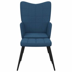 Chaise de relaxation avec tabouret Bleu Tissu 