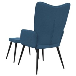 Chaise de relaxation avec tabouret Bleu Tissu 