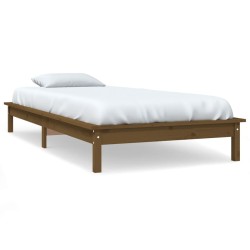 Cadre de lit sans matelas marron miel bois massif 