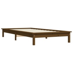 Cadre de lit sans matelas marron miel bois massif 