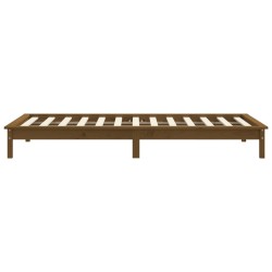 Cadre de lit sans matelas marron miel bois massif 