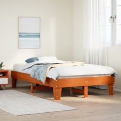 Cadre de lit sans matelas cire marron 120x190cm bois pin massif 