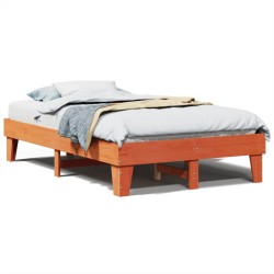 Cadre de lit sans matelas cire marron 120x190cm bois pin massif 