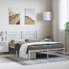 Cadre de lit métal sans matelas et tête de lit blanc 150x200 cm 