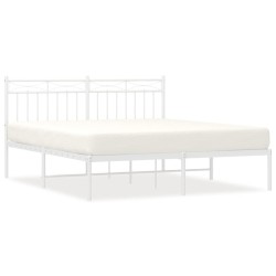 Cadre de lit métal sans matelas et tête de lit blanc 150x200 cm 