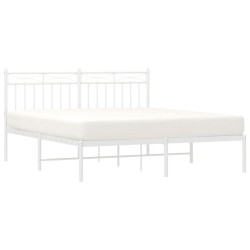 Cadre de lit métal sans matelas et tête de lit blanc 150x200 cm 