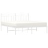 Cadre de lit métal sans matelas et tête de lit blanc 150x200 cm 