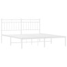 Cadre de lit métal sans matelas et tête de lit blanc 150x200 cm 